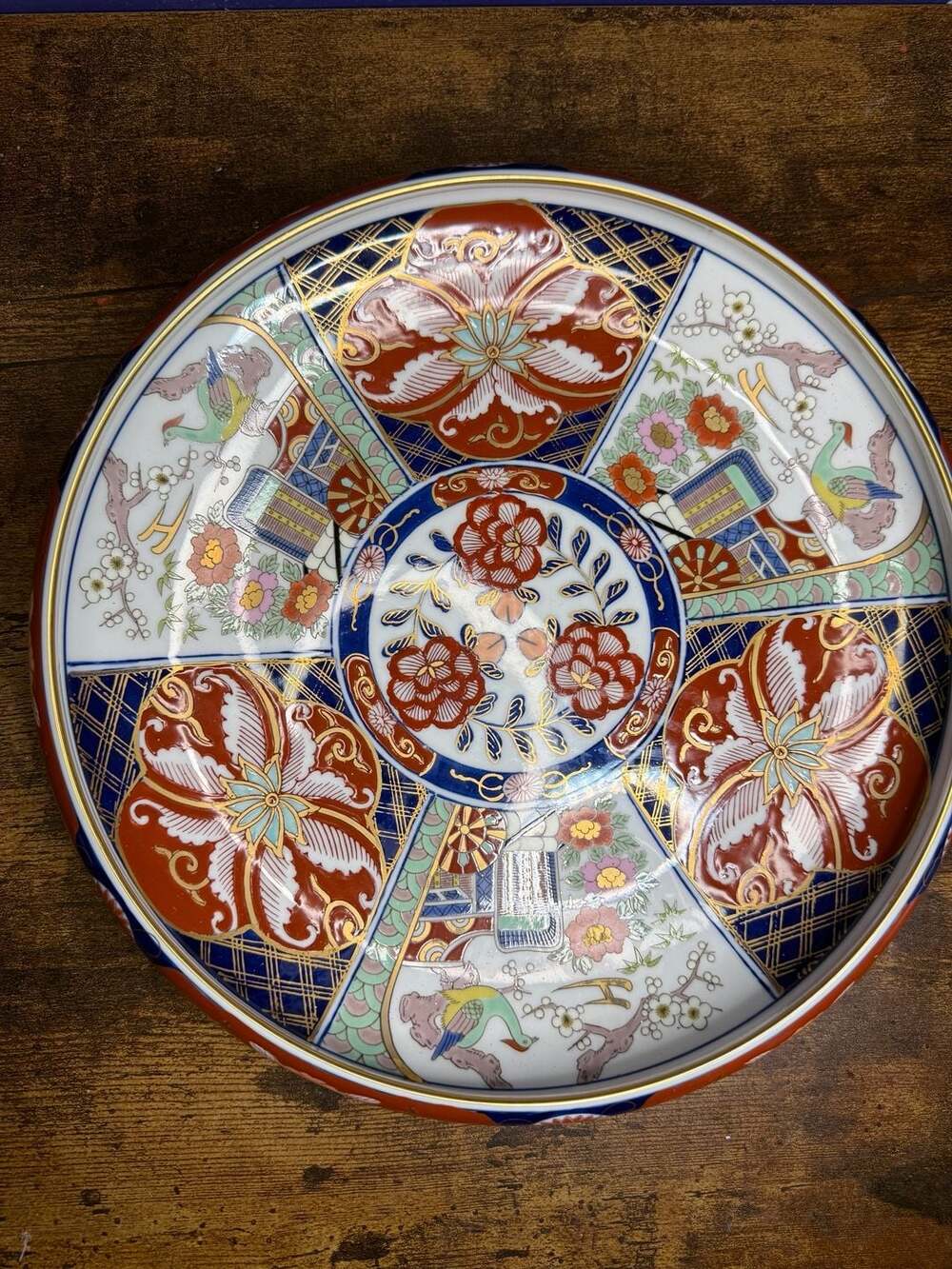 Vtg Imari Otagiri Porcelain 12” Platter/bowl Japanese Flower Plate Hand Painted